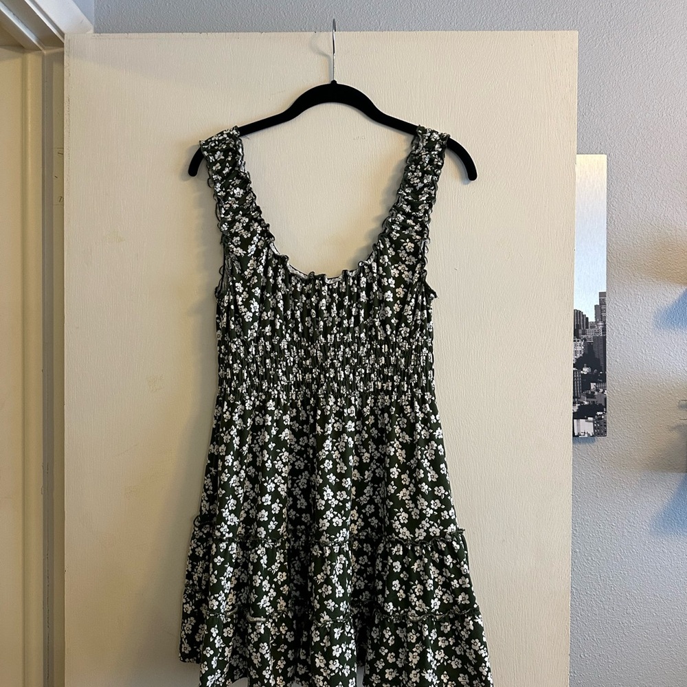 Floral Green Sleeveless Dress